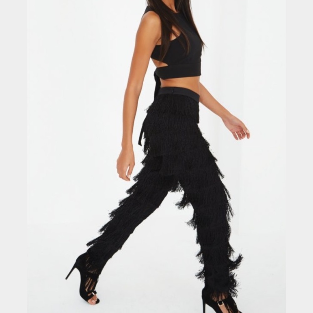 Lindsay Lohan X Lavish Alice Black Fringe Pants